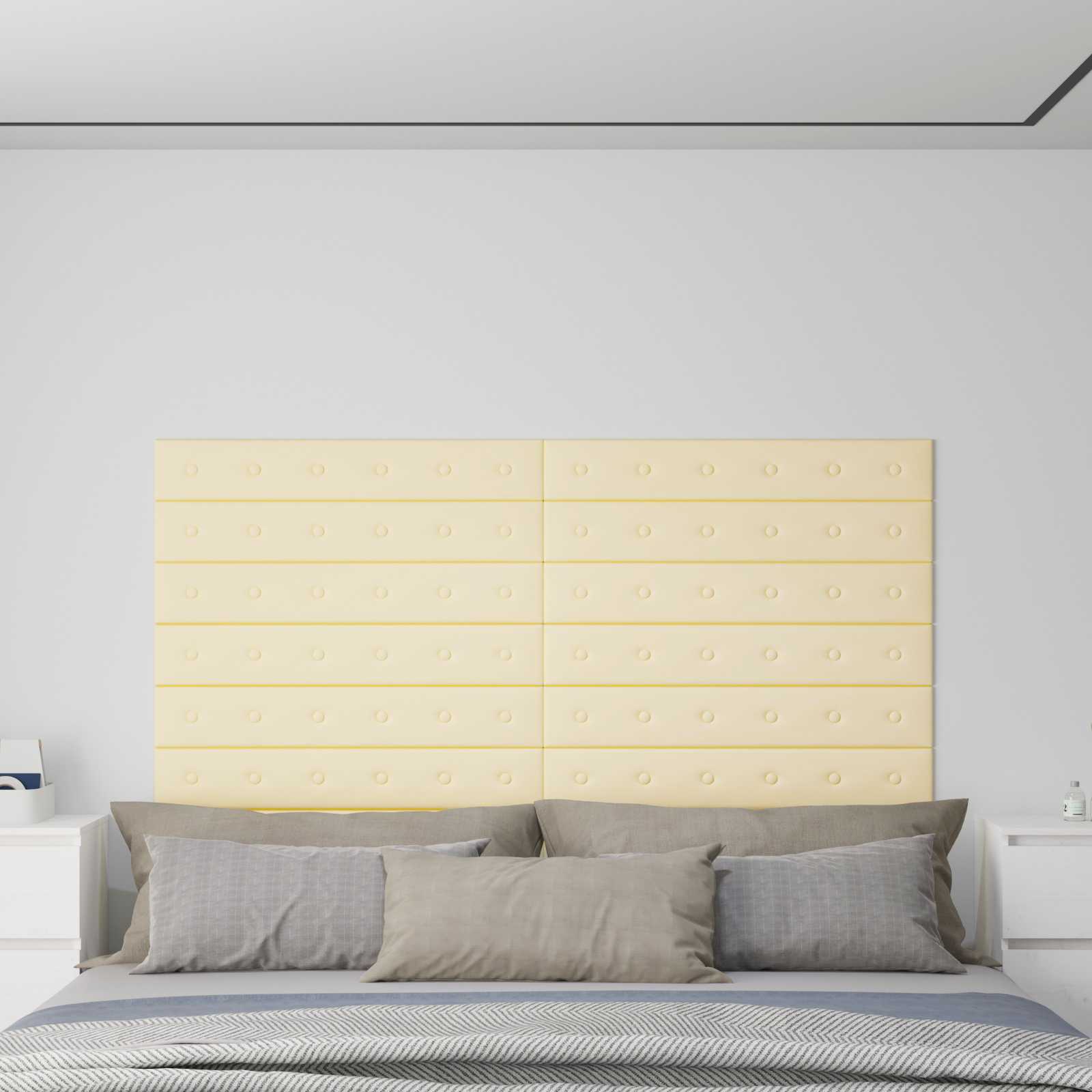 Wandhoofdbord 12 pcs Crème 90 x 15 cm Nep Leer is nu te koop bij PeponiXL, paradijselijk wonen!