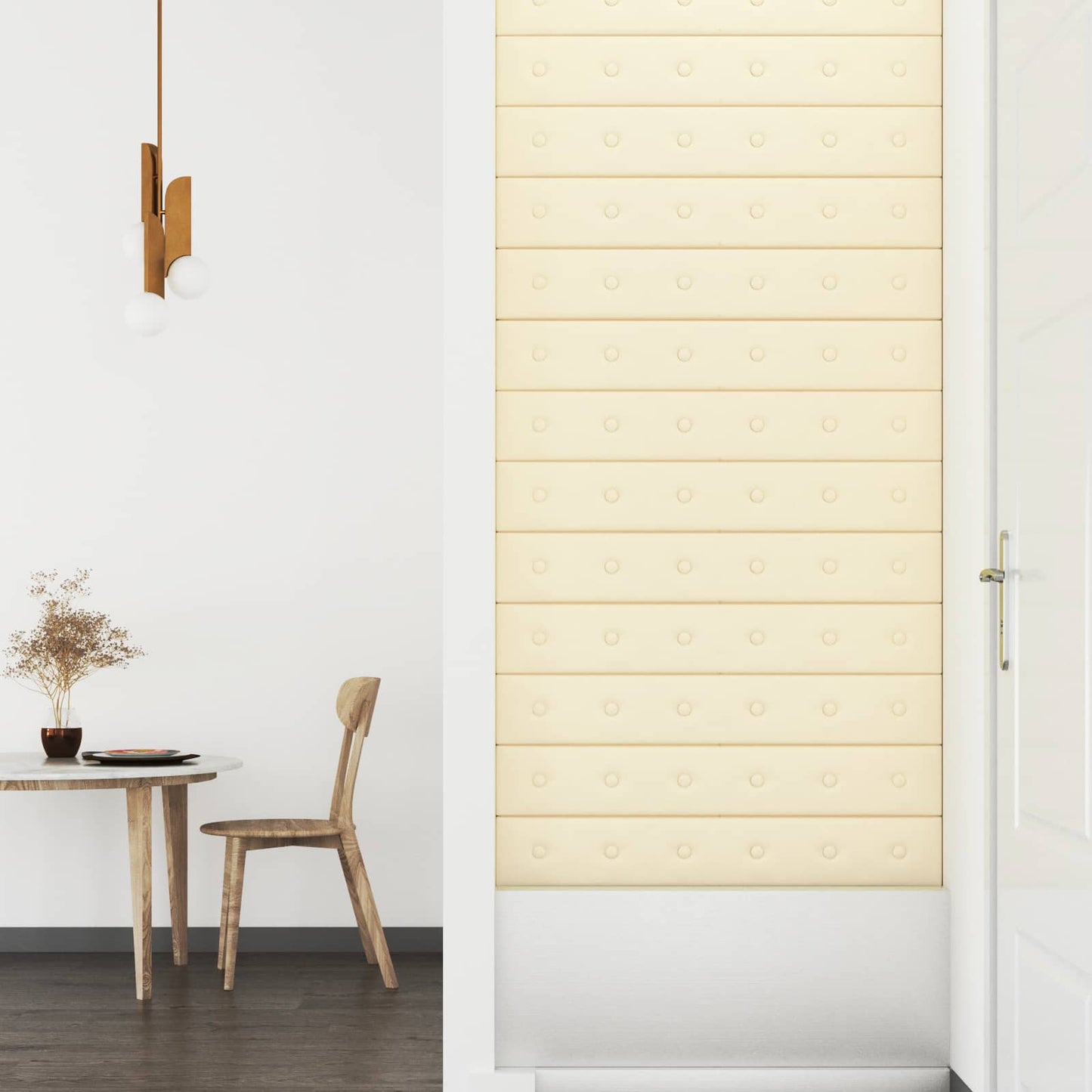 Wandhoofdbord 12 pcs Crème 90 x 15 cm Nep Leer is nu te koop bij PeponiXL, paradijselijk wonen!
