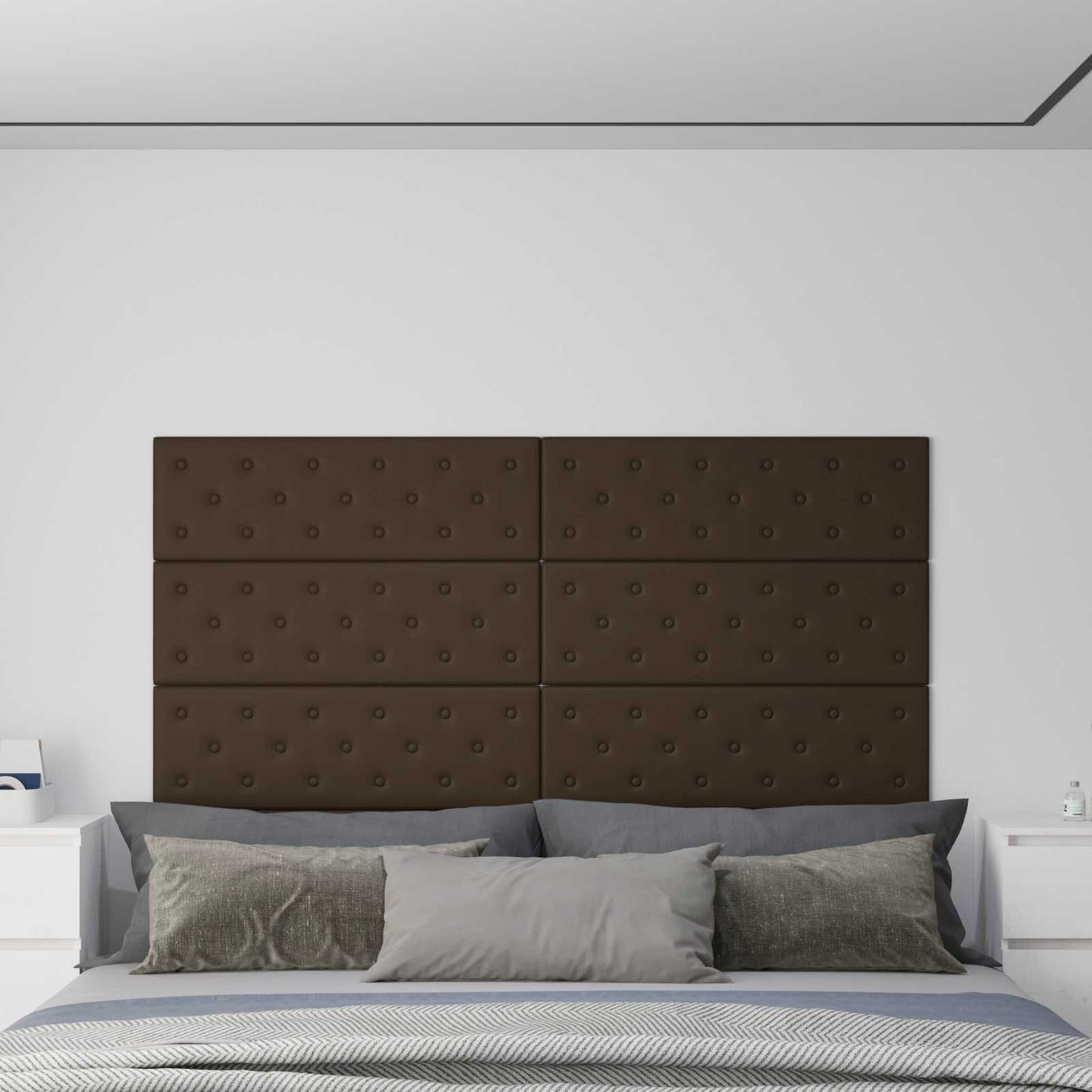 Wandhoofdbord 12 pcs Bruin 90 x 30 cm Nep Leer is nu te koop bij PeponiXL, paradijselijk wonen!