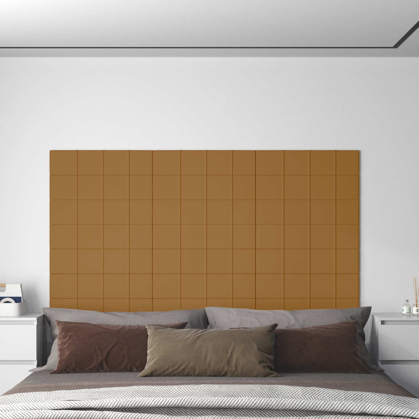 Wandhoofdbord 12 pcs Bruin 60 x 15 cm Fluweel is nu te koop bij PeponiXL, paradijselijk wonen!
