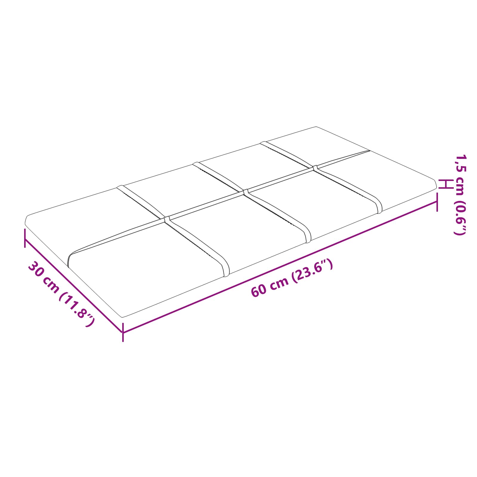 Wandhoofdbord 12 pcs Geel 60 x 30 cm Fluweel is nu te koop bij PeponiXL, paradijselijk wonen!