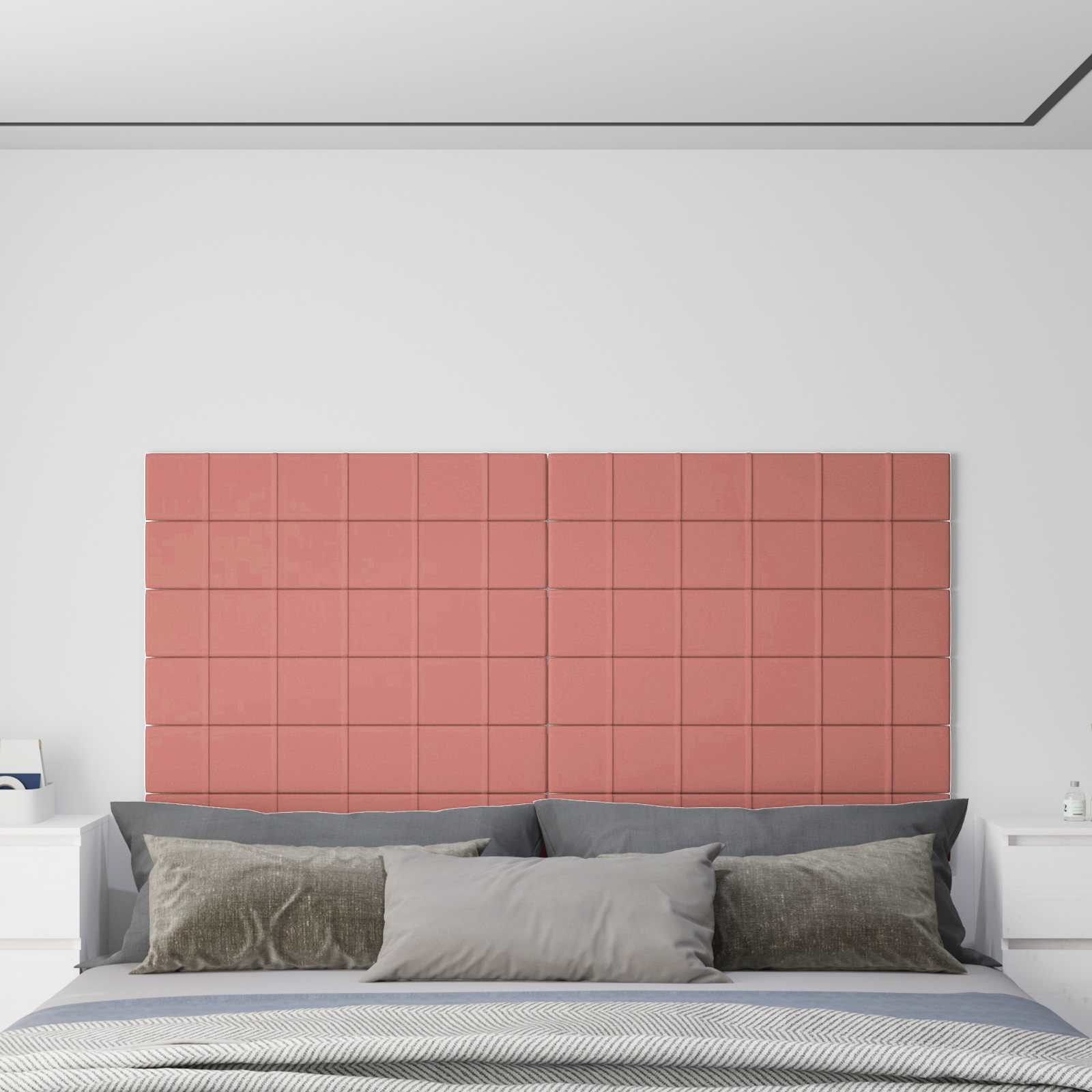 Wandhoofdbord 12 pcs Roze 90 x 15 cm Fluweel is nu te koop bij PeponiXL, paradijselijk wonen!