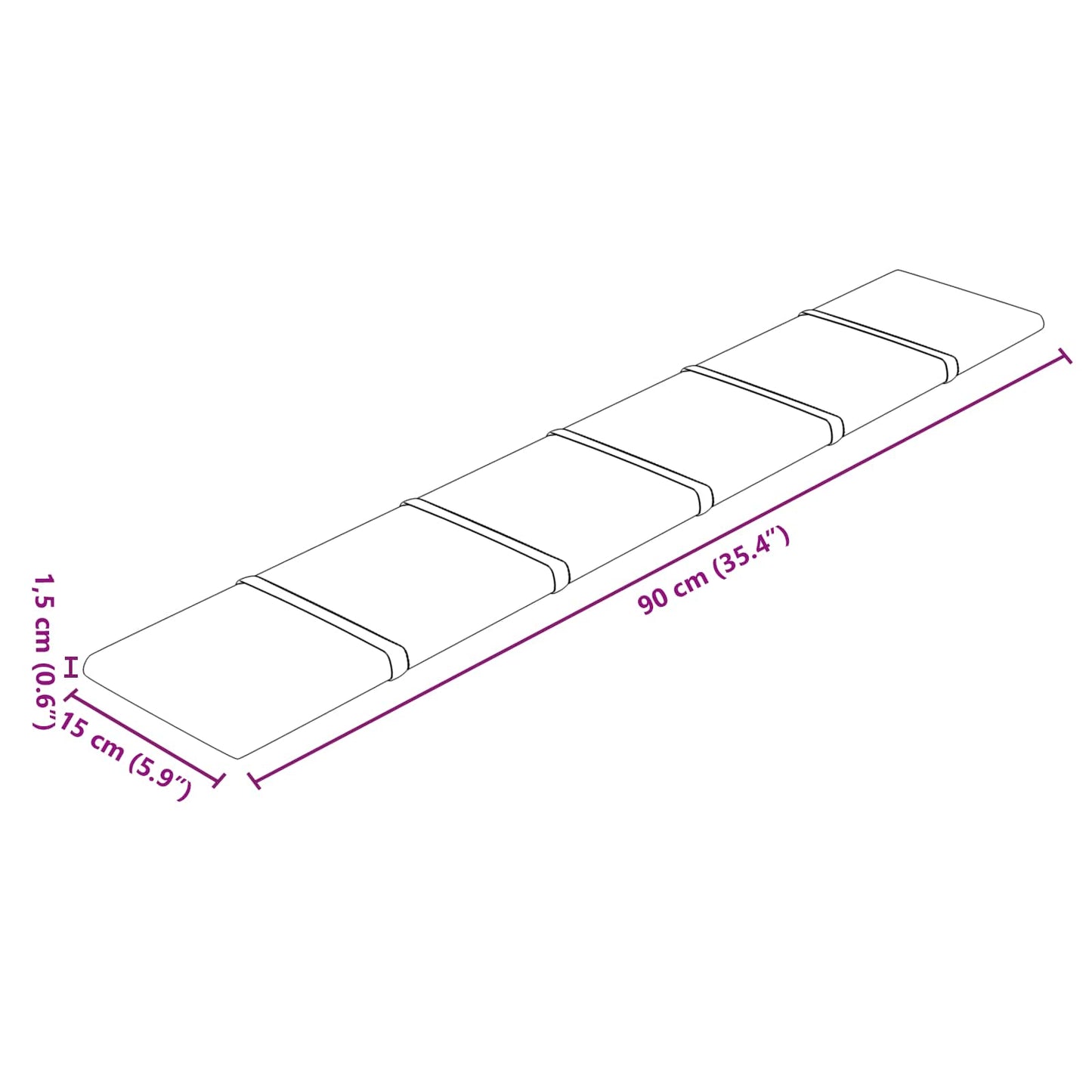 Wandhoofdbord 12 pcs Roze 90 x 15 cm Fluweel is nu te koop bij PeponiXL, paradijselijk wonen!