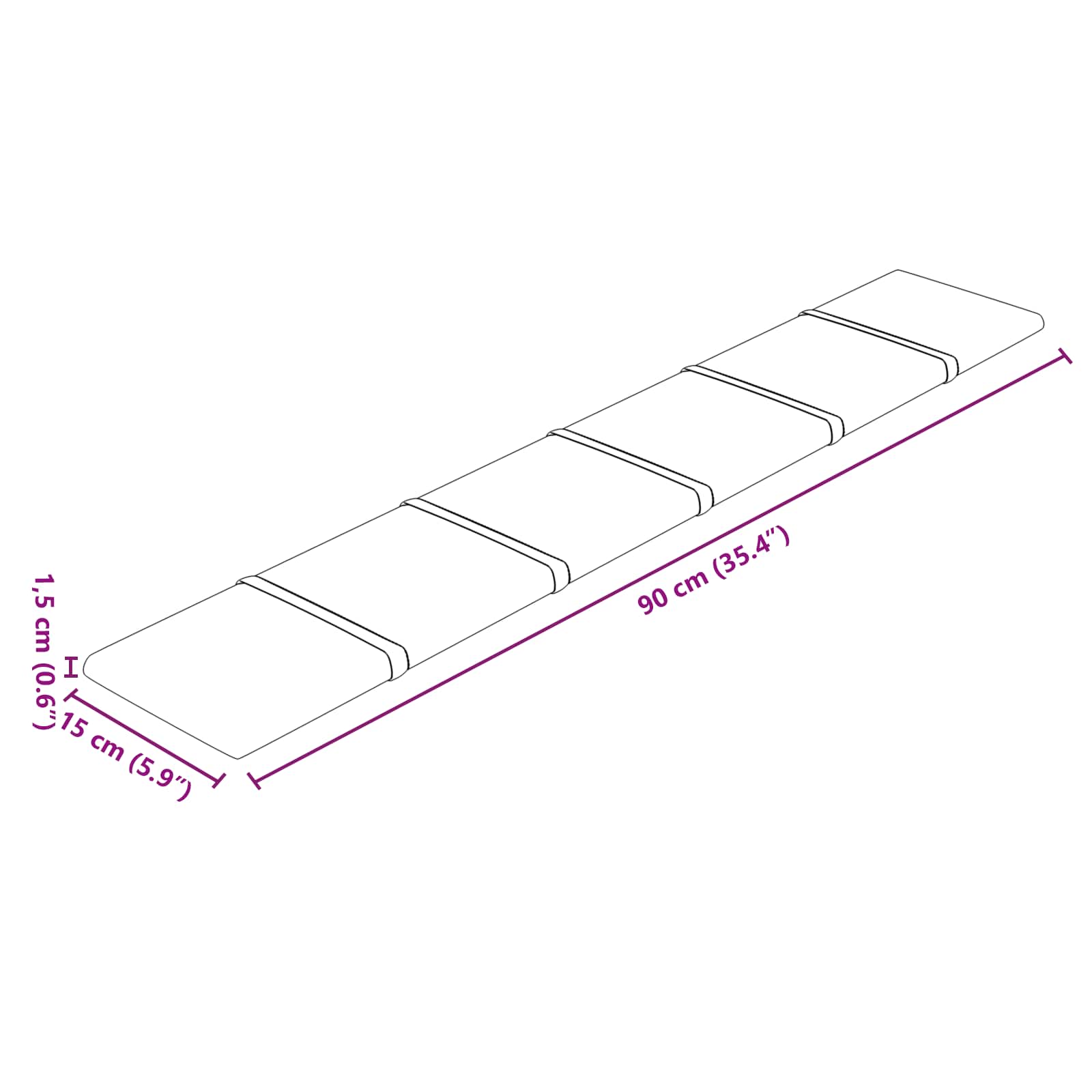 Wandhoofdbord 12 pcs Roze 90 x 15 cm Fluweel is nu te koop bij PeponiXL, paradijselijk wonen!