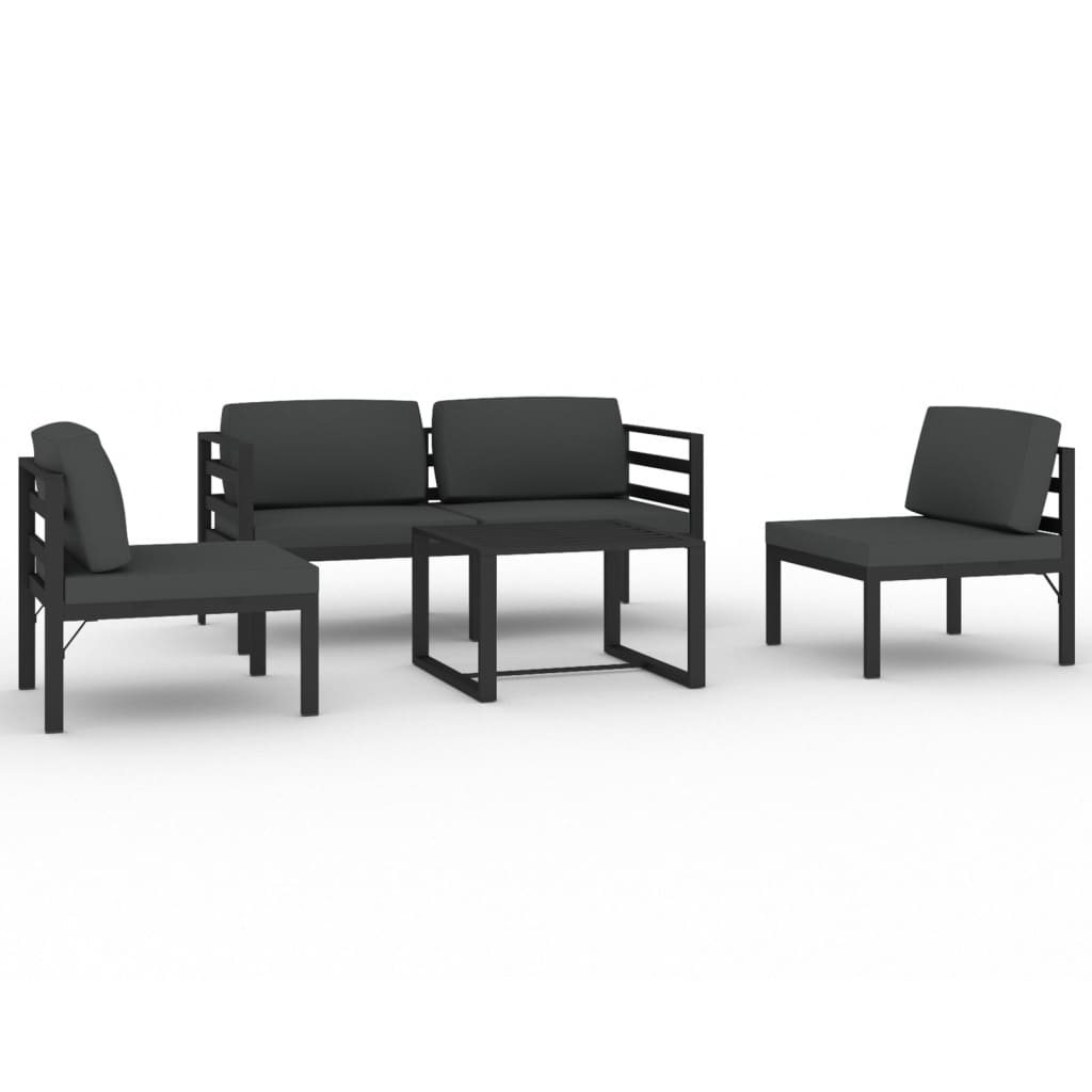 5-delige Loungeset met kussens aluminium antracietkleurig is nu te koop bij PeponiXL, paradijselijk wonen!