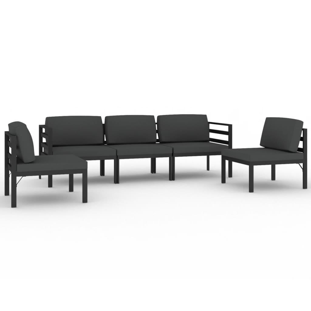 5-delige Loungeset met kussens aluminium antracietkleurig is nu te koop bij PeponiXL, paradijselijk wonen!