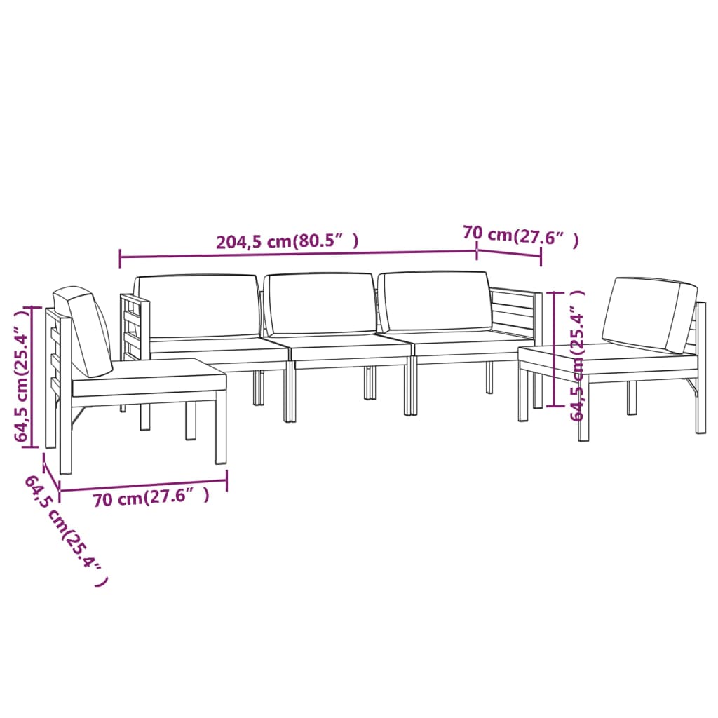 5-delige Loungeset met kussens aluminium antracietkleurig is nu te koop bij PeponiXL, paradijselijk wonen!