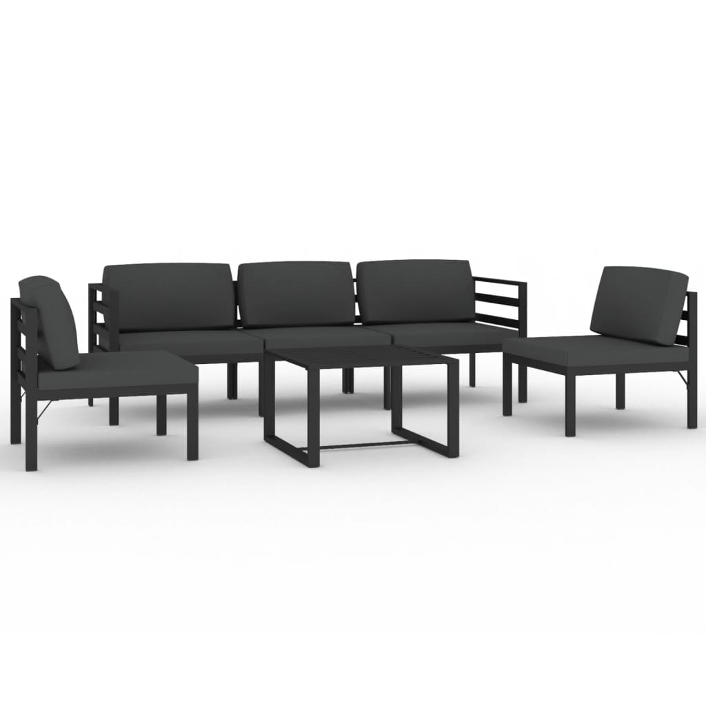 6-delige Loungeset met kussens aluminium antracietkleurig is nu te koop bij PeponiXL, paradijselijk wonen!