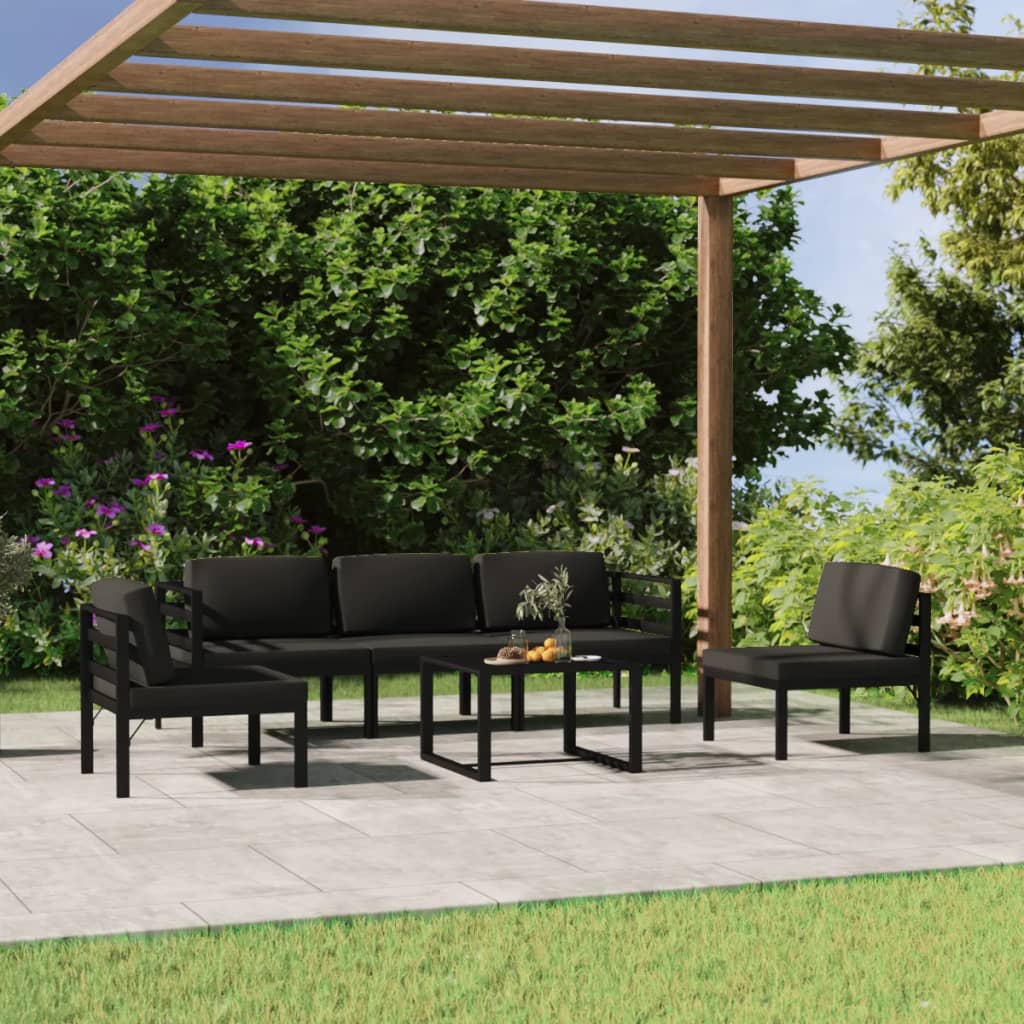 6-delige Loungeset met kussens aluminium antracietkleurig is nu te koop bij PeponiXL, paradijselijk wonen!