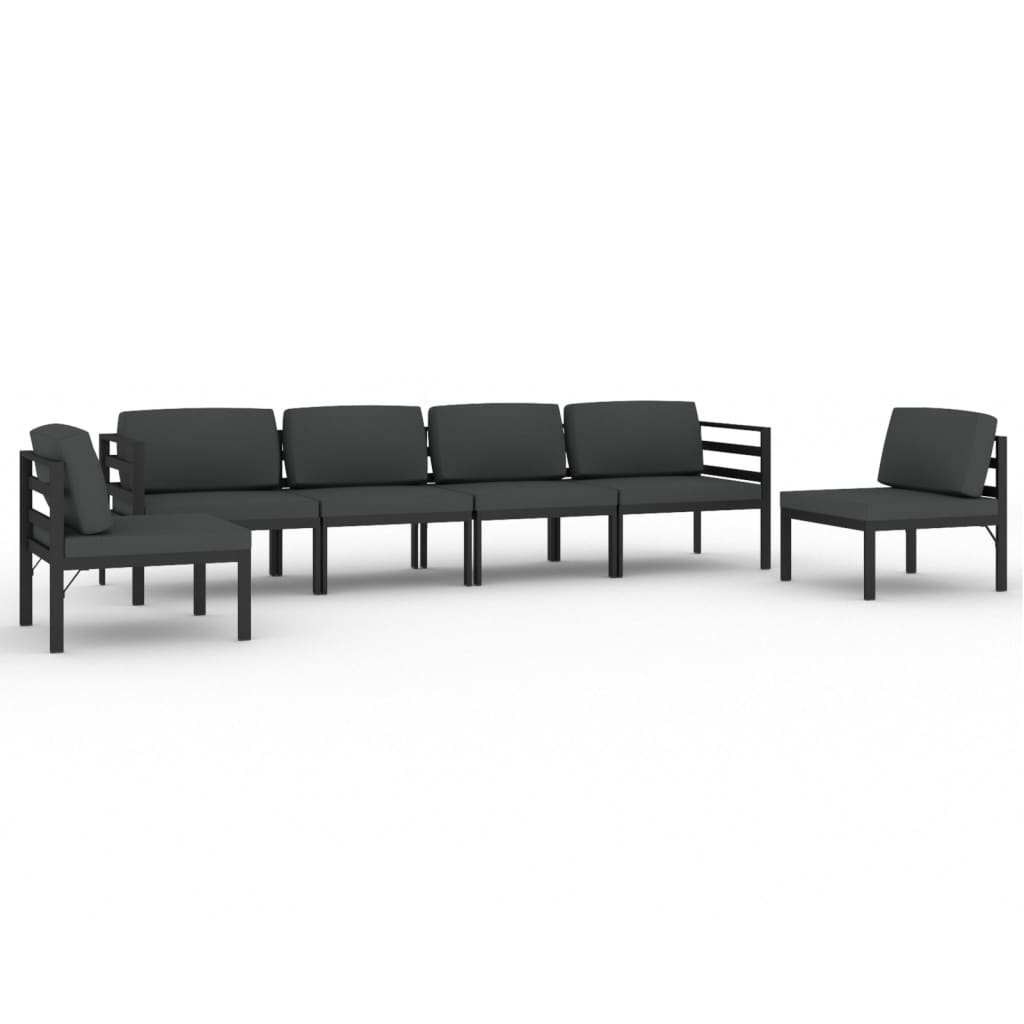 6-delige Loungeset met kussens aluminium antracietkleurig is nu te koop bij PeponiXL, paradijselijk wonen!