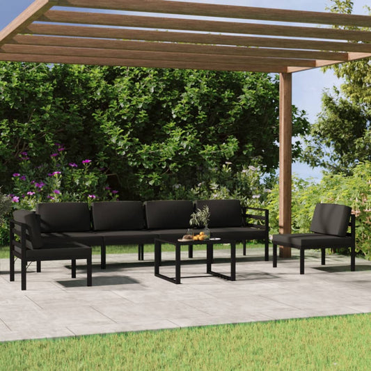 7-delige Loungeset met kussens aluminium antracietkleurig is nu te koop bij PeponiXL, paradijselijk wonen!