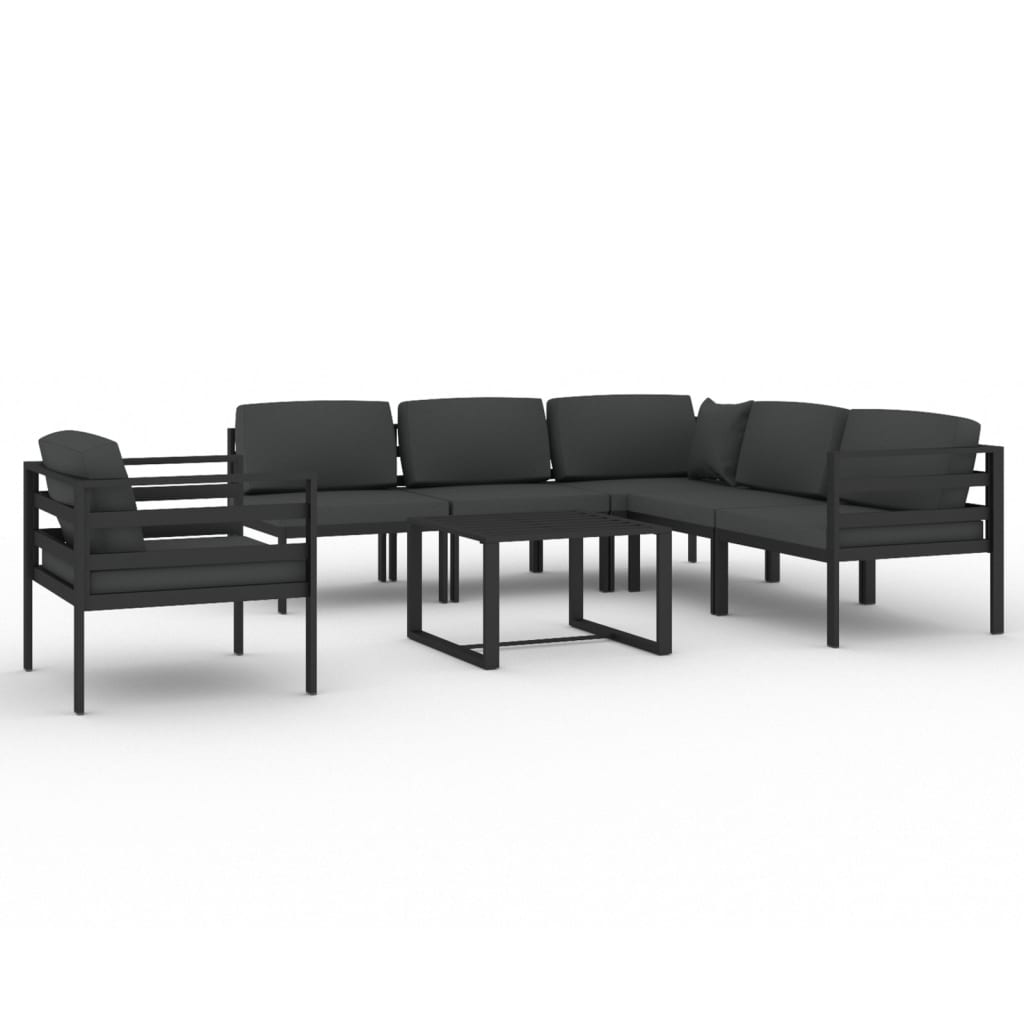 7-delige Loungeset met kussens aluminium antracietkleurig is nu te koop bij PeponiXL, paradijselijk wonen!