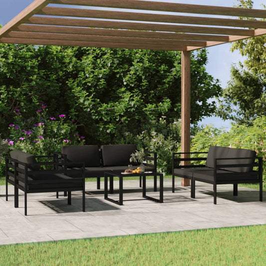 7-delige Loungeset met kussens aluminium antracietkleurig is nu te koop bij PeponiXL, paradijselijk wonen!