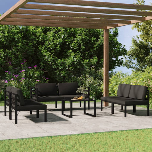 7-delige Loungeset met kussens aluminium antracietkleurig is nu te koop bij PeponiXL, paradijselijk wonen!