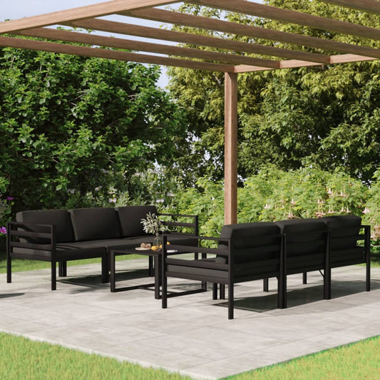 7-delige Loungeset met kussens aluminium antracietkleurig is nu te koop bij PeponiXL, paradijselijk wonen!