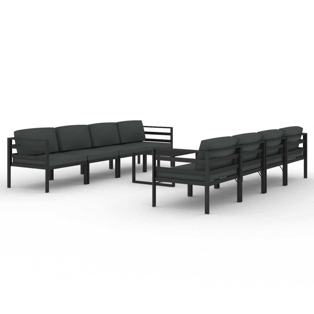 9-delige Loungeset met kussens aluminium antracietkleurig is nu te koop bij PeponiXL, paradijselijk wonen!