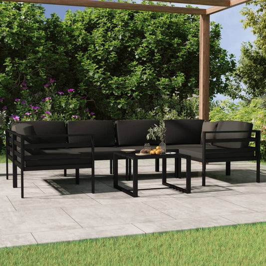 7-delige Loungeset met kussens aluminium antracietkleurig is nu te koop bij PeponiXL, paradijselijk wonen!