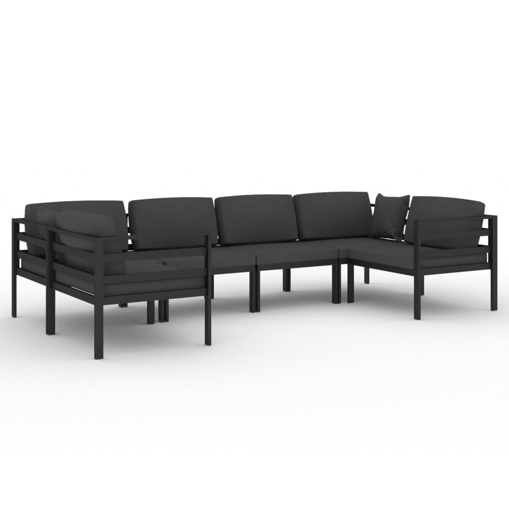 6-delige Loungeset met kussens aluminium antracietkleurig is nu te koop bij PeponiXL, paradijselijk wonen!