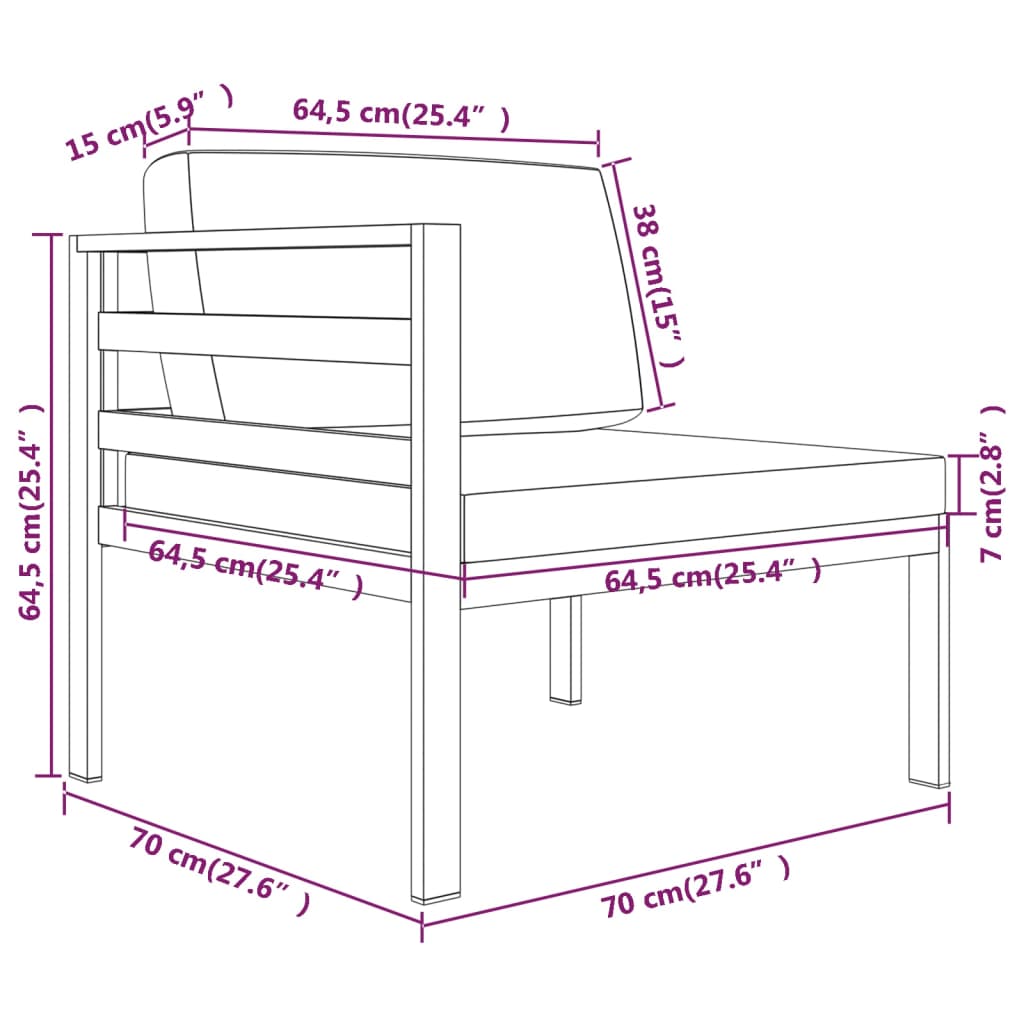 6-delige Loungeset met kussens aluminium antracietkleurig is nu te koop bij PeponiXL, paradijselijk wonen!