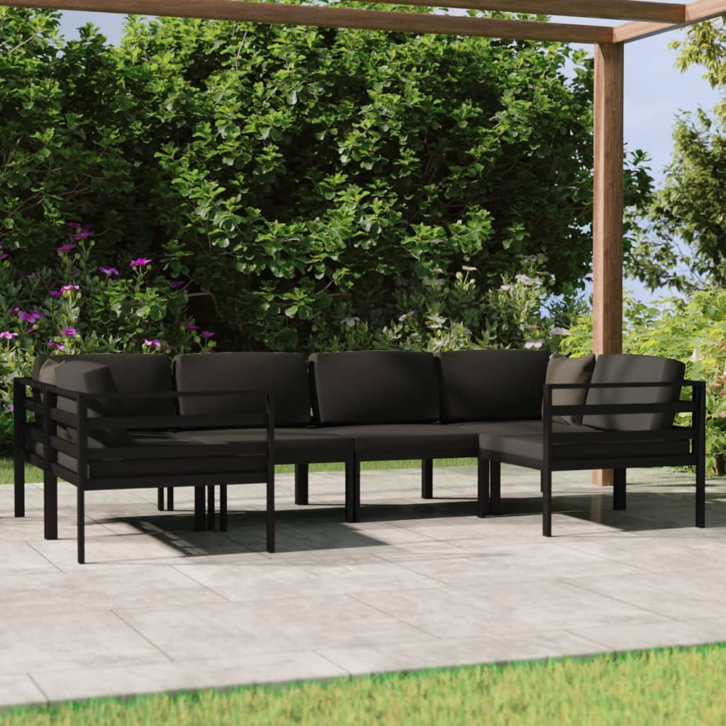 6-delige Loungeset met kussens aluminium antracietkleurig is nu te koop bij PeponiXL, paradijselijk wonen!