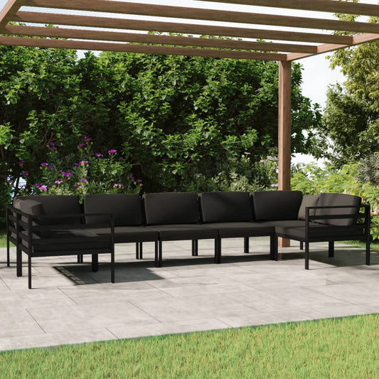 7-delige Loungeset met kussens aluminium antracietkleurig is nu te koop bij PeponiXL, paradijselijk wonen!