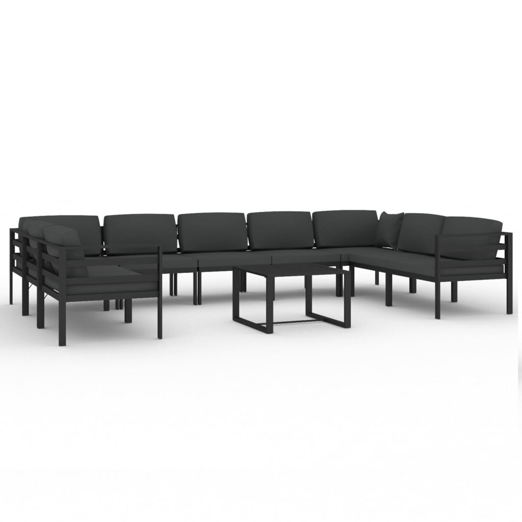 10-delige Loungeset met kussens aluminium antracietkleurig is nu te koop bij PeponiXL, paradijselijk wonen!