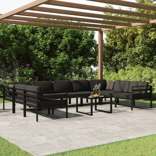 10-delige Loungeset met kussens aluminium antracietkleurig is nu te koop bij PeponiXL, paradijselijk wonen!