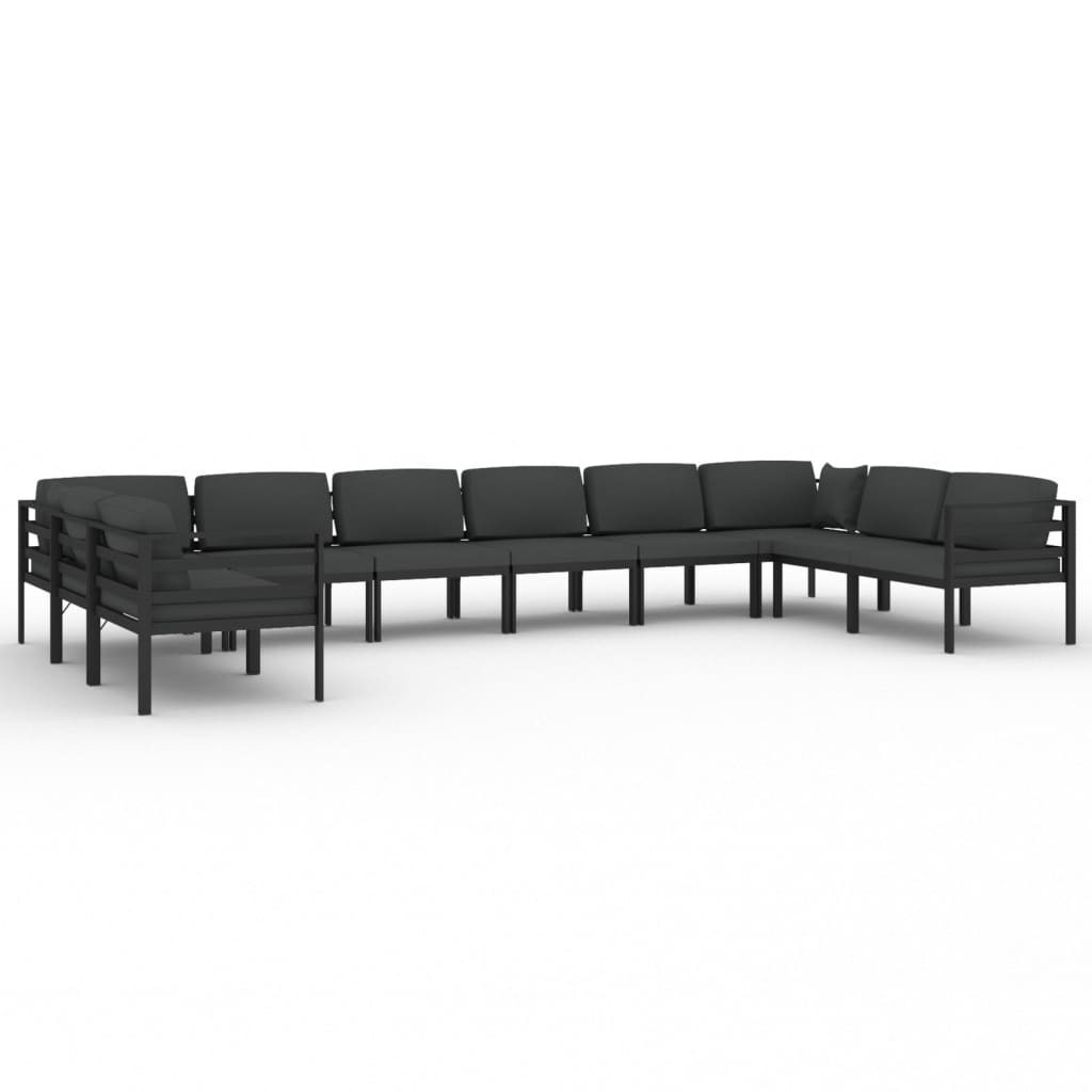 9-delige Loungeset met kussens aluminium antracietkleurig is nu te koop bij PeponiXL, paradijselijk wonen!