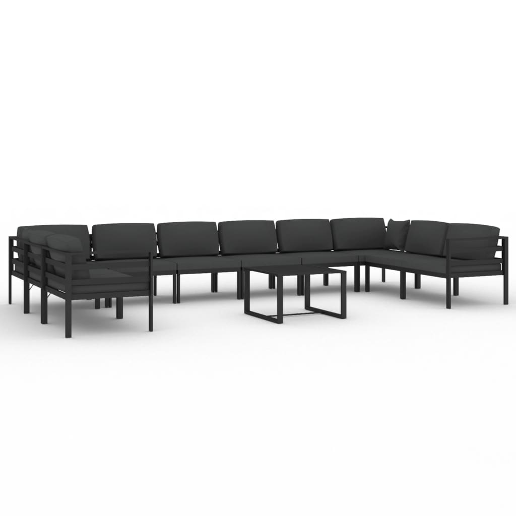 11-delige Loungeset met kussens aluminium antracietkleurig is nu te koop bij PeponiXL, paradijselijk wonen!
