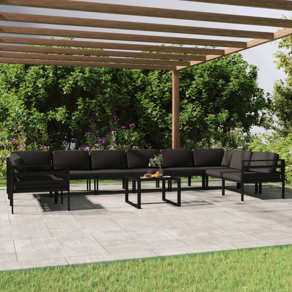 11-delige Loungeset met kussens aluminium antracietkleurig is nu te koop bij PeponiXL, paradijselijk wonen!