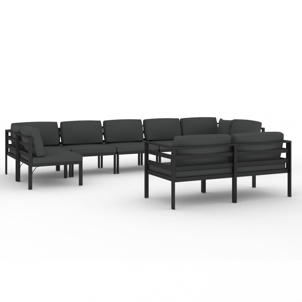 9-delige Loungeset met kussens aluminium antracietkleurig is nu te koop bij PeponiXL, paradijselijk wonen!