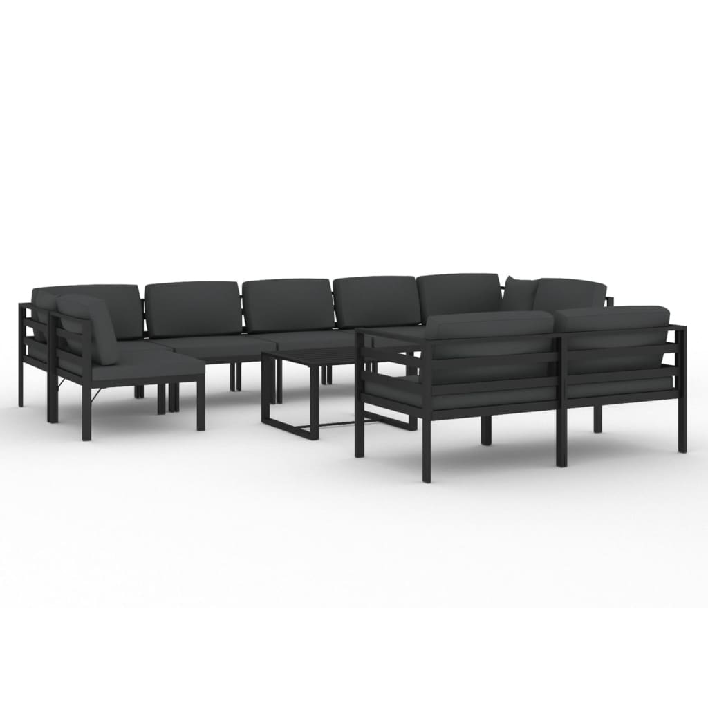 10-delige Loungeset met kussens aluminium antracietkleurig is nu te koop bij PeponiXL, paradijselijk wonen!