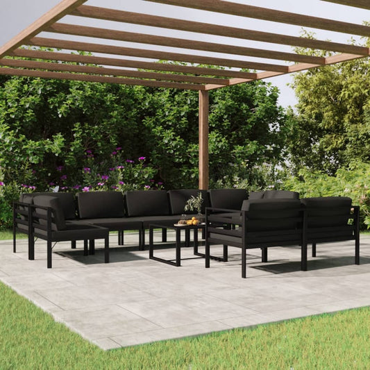 10-delige Loungeset met kussens aluminium antracietkleurig is nu te koop bij PeponiXL, paradijselijk wonen!