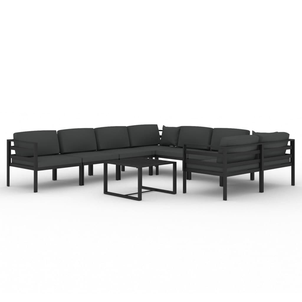 9-delige Loungeset met kussens aluminium antracietkleurig is nu te koop bij PeponiXL, paradijselijk wonen!