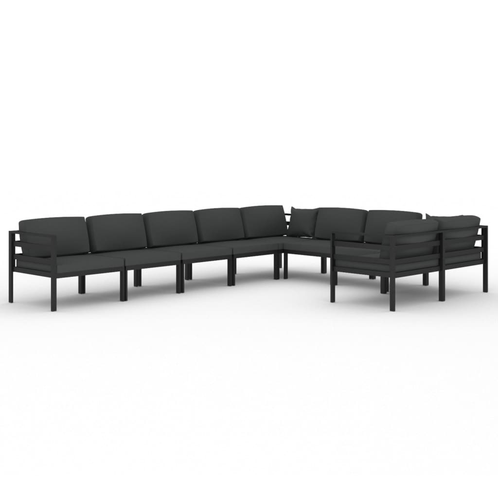 9-delige Loungeset met kussens aluminium antracietkleurig is nu te koop bij PeponiXL, paradijselijk wonen!