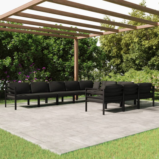 10-delige Loungeset met kussens aluminium antracietkleurig is nu te koop bij PeponiXL, paradijselijk wonen!