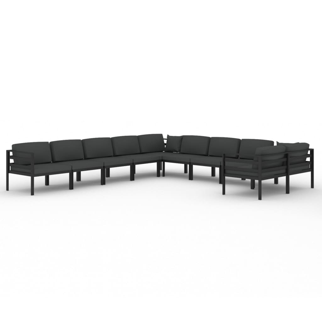 10-delige Loungeset met kussens aluminium antracietkleurig is nu te koop bij PeponiXL, paradijselijk wonen!