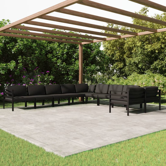 10-delige Loungeset met kussens aluminium antracietkleurig is nu te koop bij PeponiXL, paradijselijk wonen!