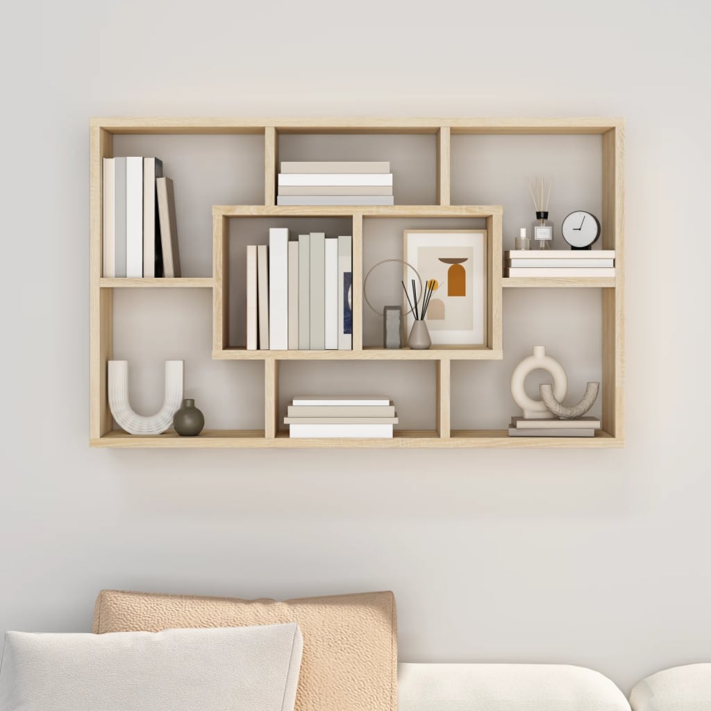 Wandschap 85x16x52,5 cm bewerkt hout sonoma eikenkleurig is nu te koop bij PeponiXL, paradijselijk wonen!