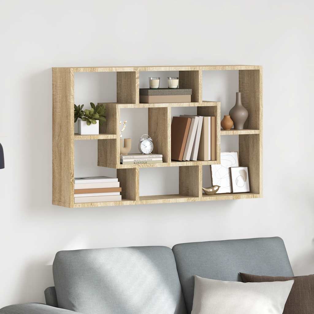 Wandschap 85x16x52,5 cm bewerkt hout sonoma eikenkleurig is nu te koop bij PeponiXL, paradijselijk wonen!