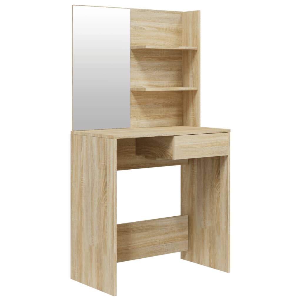Kaptafel met spiegel 74,5x40x141 cm sonoma eikenkleurig is nu te koop bij PeponiXL, paradijselijk wonen!
