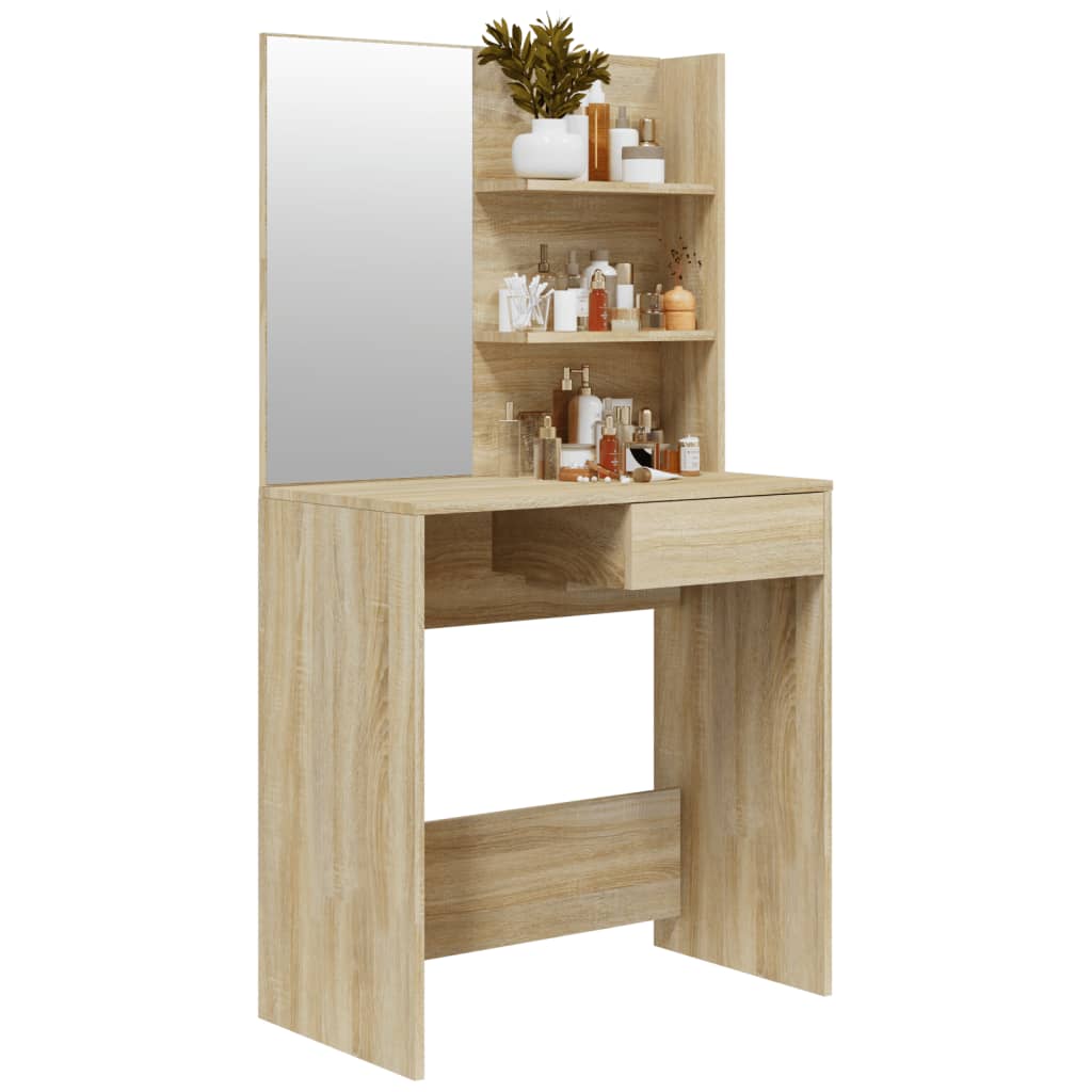 Kaptafel met spiegel 74,5x40x141 cm sonoma eikenkleurig is nu te koop bij PeponiXL, paradijselijk wonen!