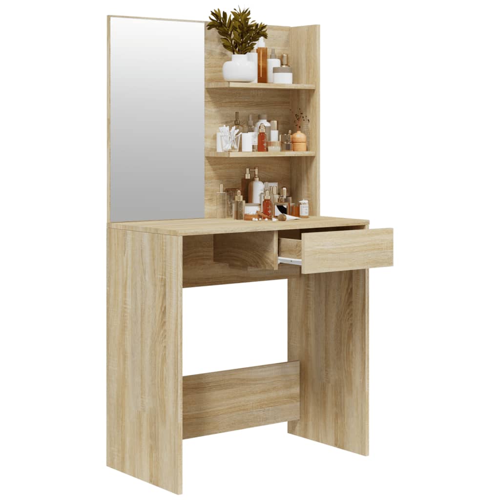 Kaptafel met spiegel 74,5x40x141 cm sonoma eikenkleurig is nu te koop bij PeponiXL, paradijselijk wonen!