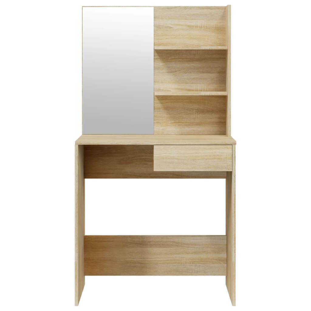 Kaptafel met spiegel 74,5x40x141 cm sonoma eikenkleurig is nu te koop bij PeponiXL, paradijselijk wonen!