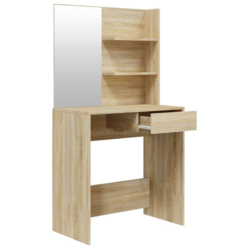 Kaptafel met spiegel 74,5x40x141 cm sonoma eikenkleurig is nu te koop bij PeponiXL, paradijselijk wonen!