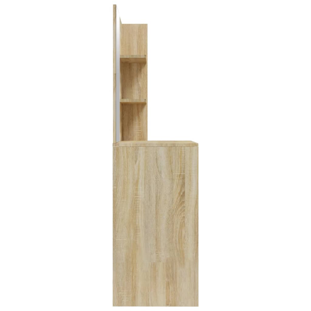 Kaptafel met spiegel 74,5x40x141 cm sonoma eikenkleurig is nu te koop bij PeponiXL, paradijselijk wonen!