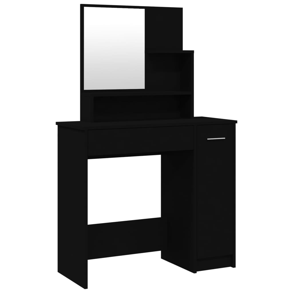 Kaptafel met spiegel 86,5x35x136 cm zwart is nu te koop bij PeponiXL, paradijselijk wonen!