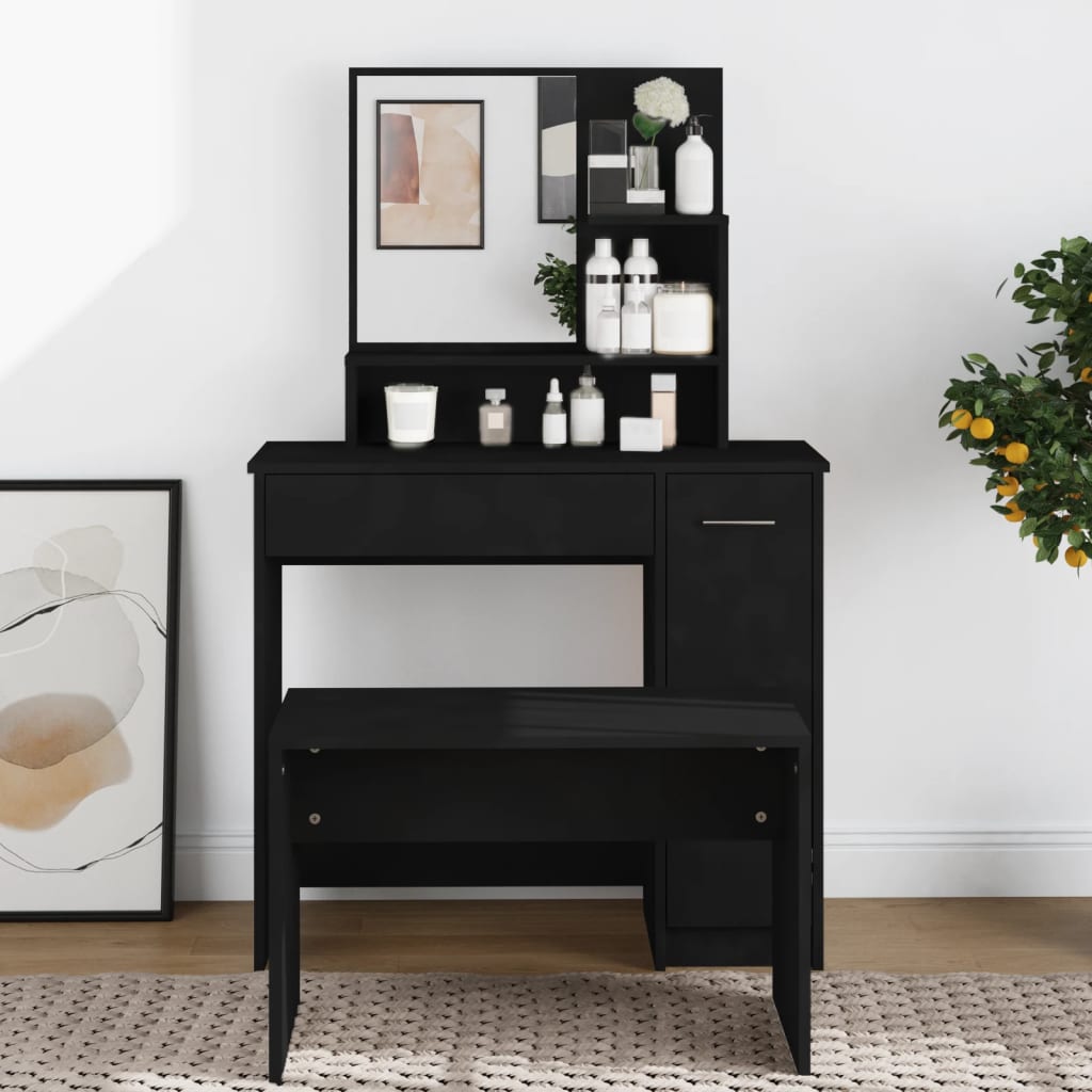 Kaptafel met spiegel 86,5x35x136 cm zwart is nu te koop bij PeponiXL, paradijselijk wonen!