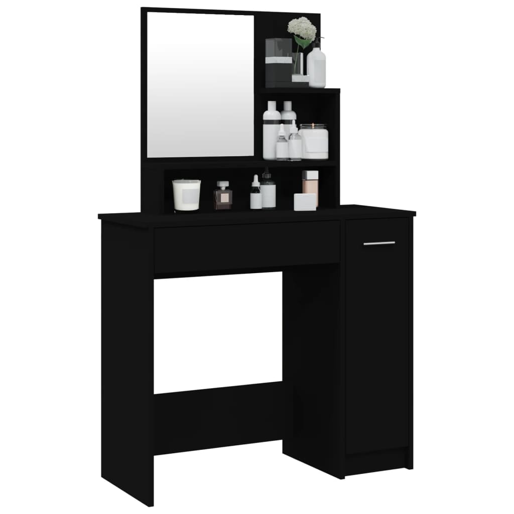 Kaptafel met spiegel 86,5x35x136 cm zwart is nu te koop bij PeponiXL, paradijselijk wonen!