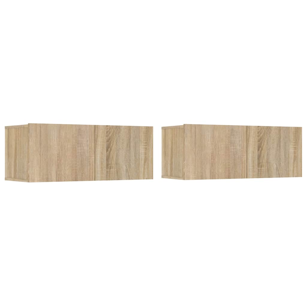 Tv-meubels 2 st 80x30x30 cm bewerkt hout sonoma eikenkleurig is nu te koop bij PeponiXL, paradijselijk wonen!